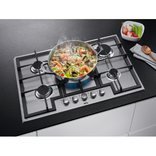 AEG HGB75400SM 75cm 5 Burner Gas Hob, Stainless Steel