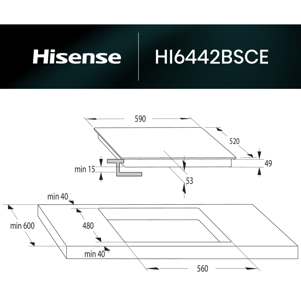 Hisense HI6442BSCE 59cm Induction Hob, Black