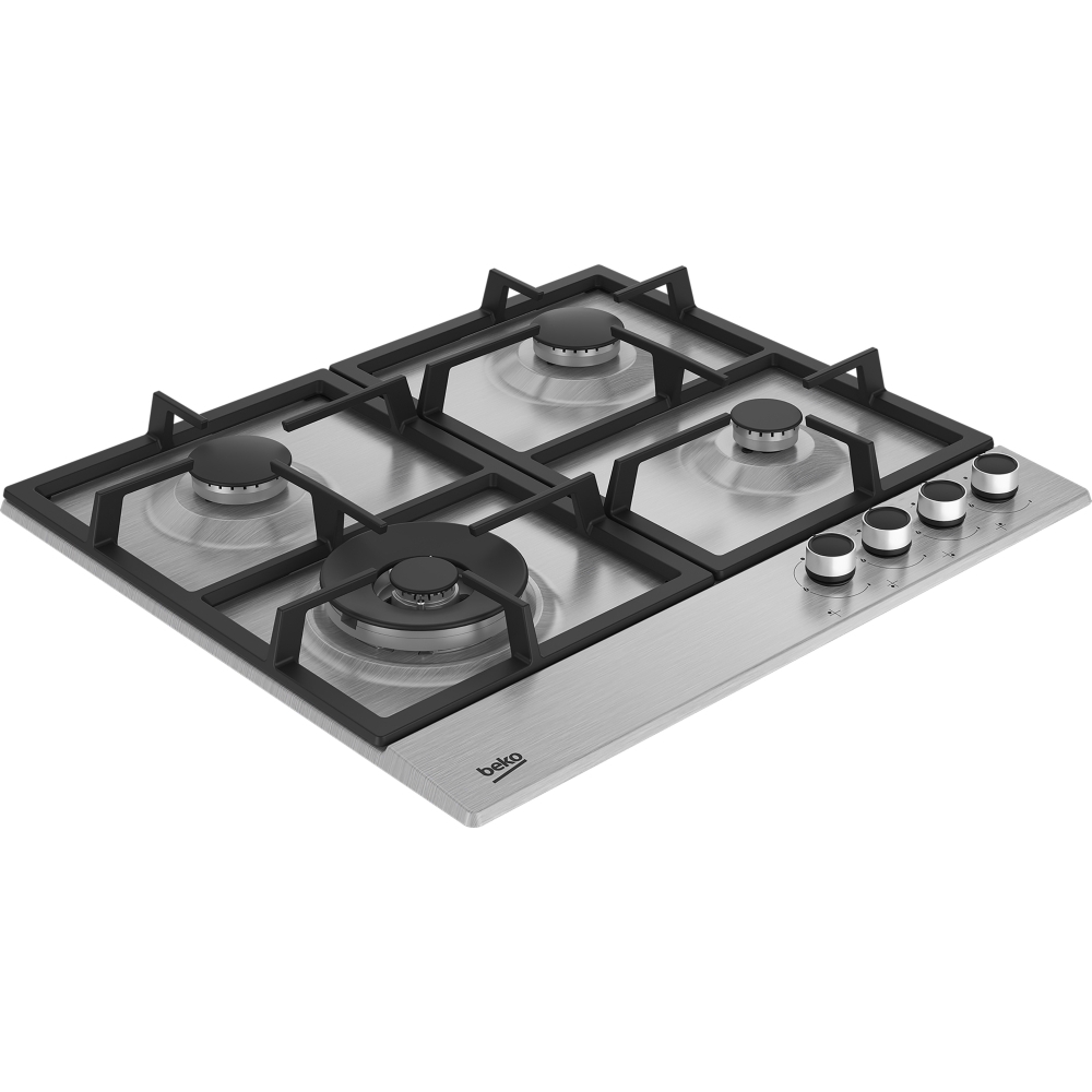 Beko HIAW64225SX 58cm 4 Burner Gas Hob, Stainless Steel