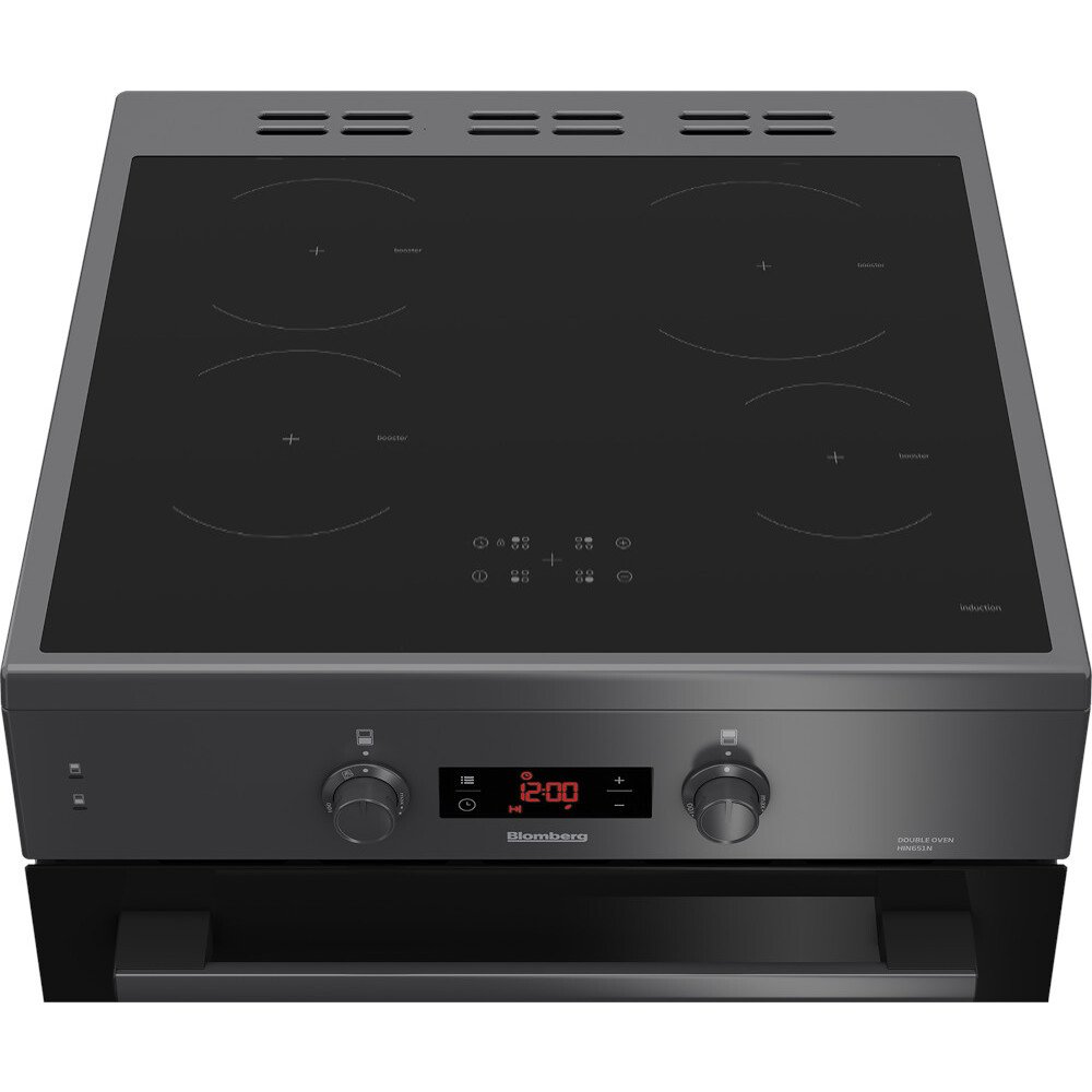 Blomberg HIN651N Induction Electric Cooker with Double Oven, Grey, A Rated