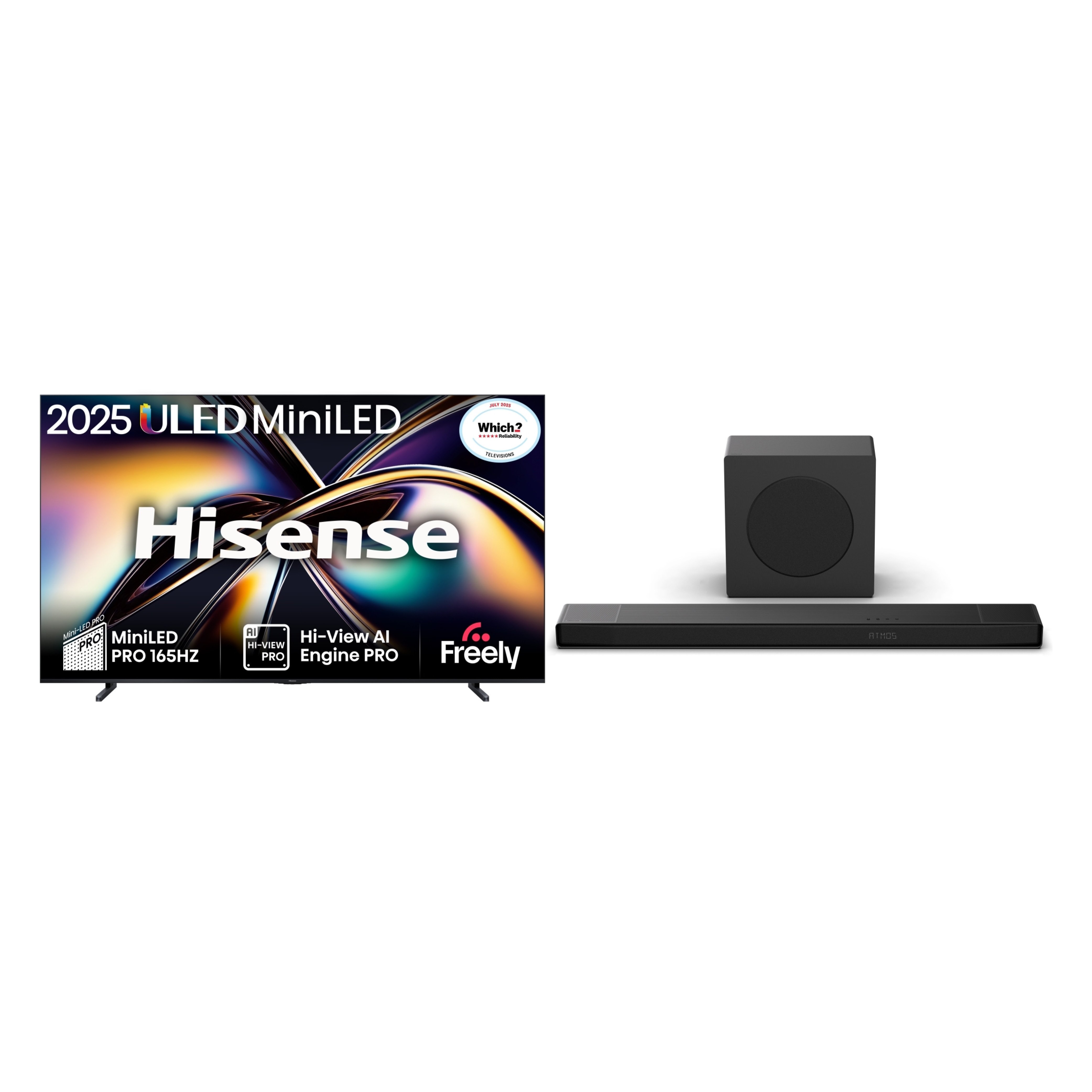 Hisense 100U8QTUK 100" ULED Mini LED Smart Television + AX3120Q Sound Bar