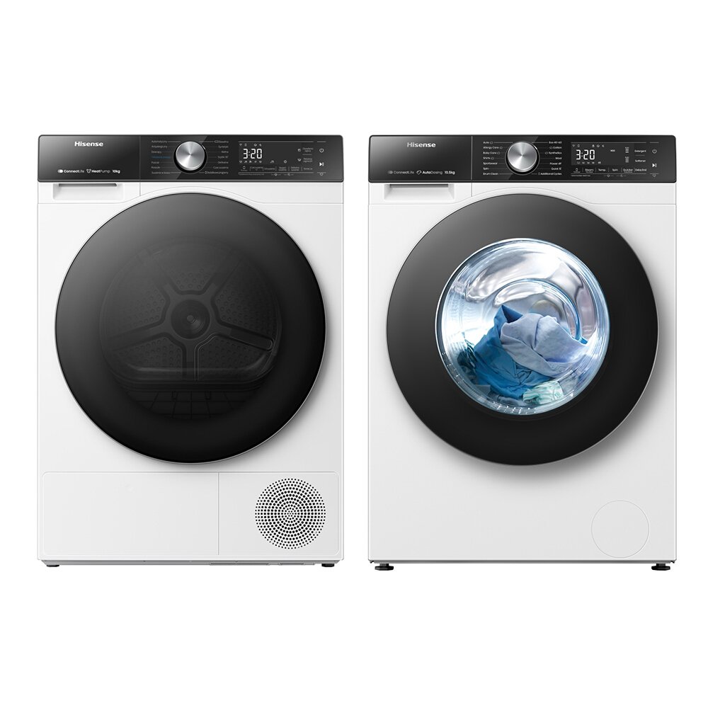 Hisense Heat Pump Tumble Dryer and Washing Machine Pack, 10kg, White, A+++ Rated