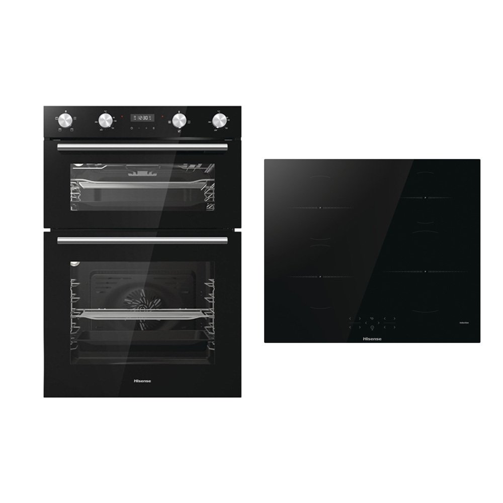 Hisense Built-In Electric Double Oven and 60cm Induction Hob Pack, Black, A+++ Rated