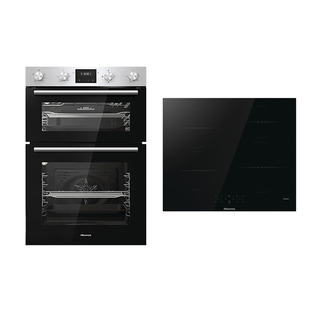 Hisense Built-In Electric Double Oven and 60cm Induction Hob Pack, Stainless Steel, A Rated