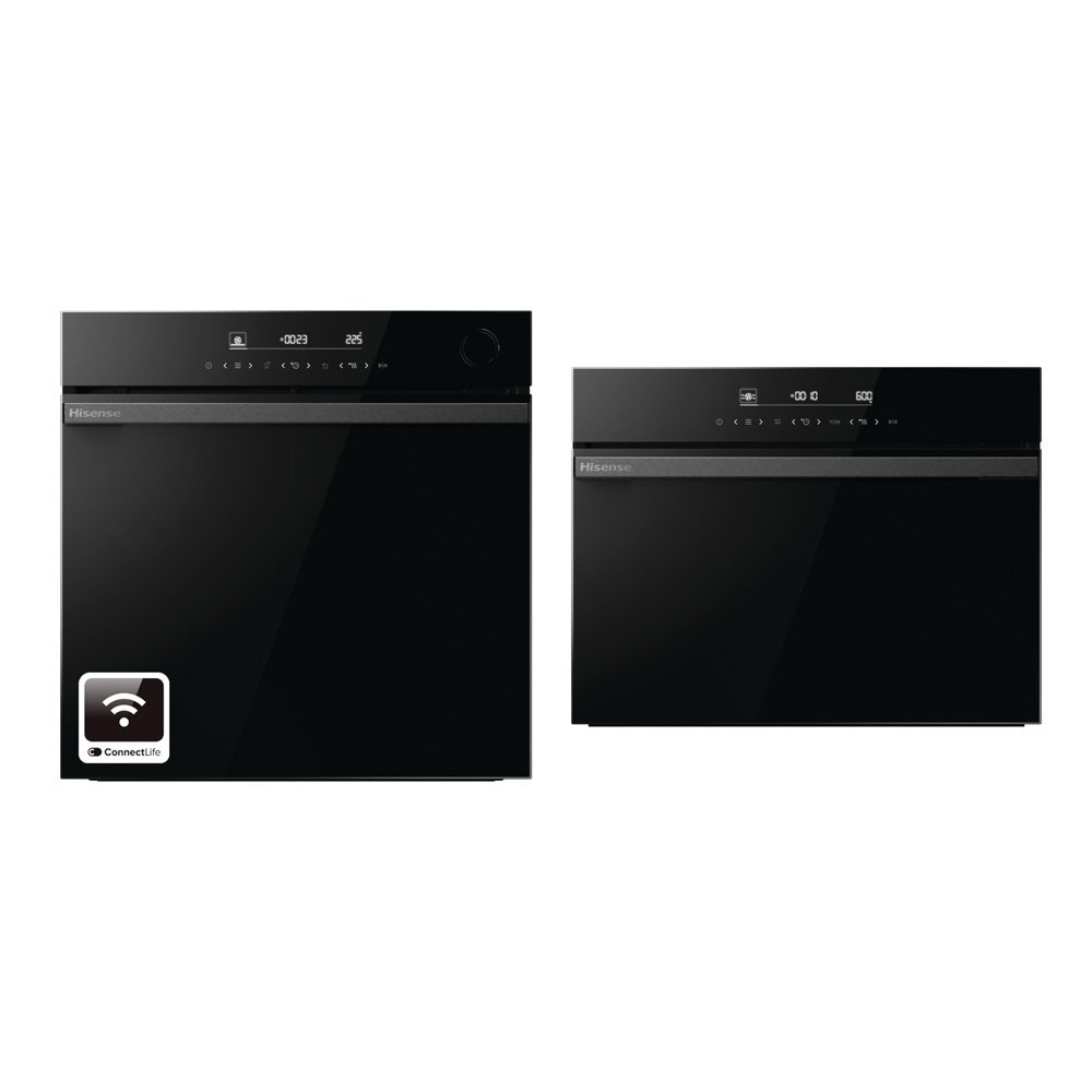 Hisense Built-In Electric Single Oven and Compact Oven with Microwave Function Pack, Black, A+ Rated