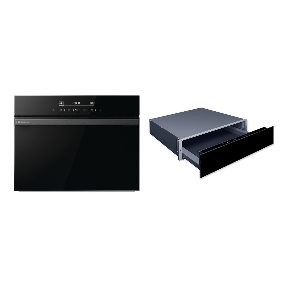 Hisense Compact Oven with Microwave Function and Warming Drawer Pack, Black