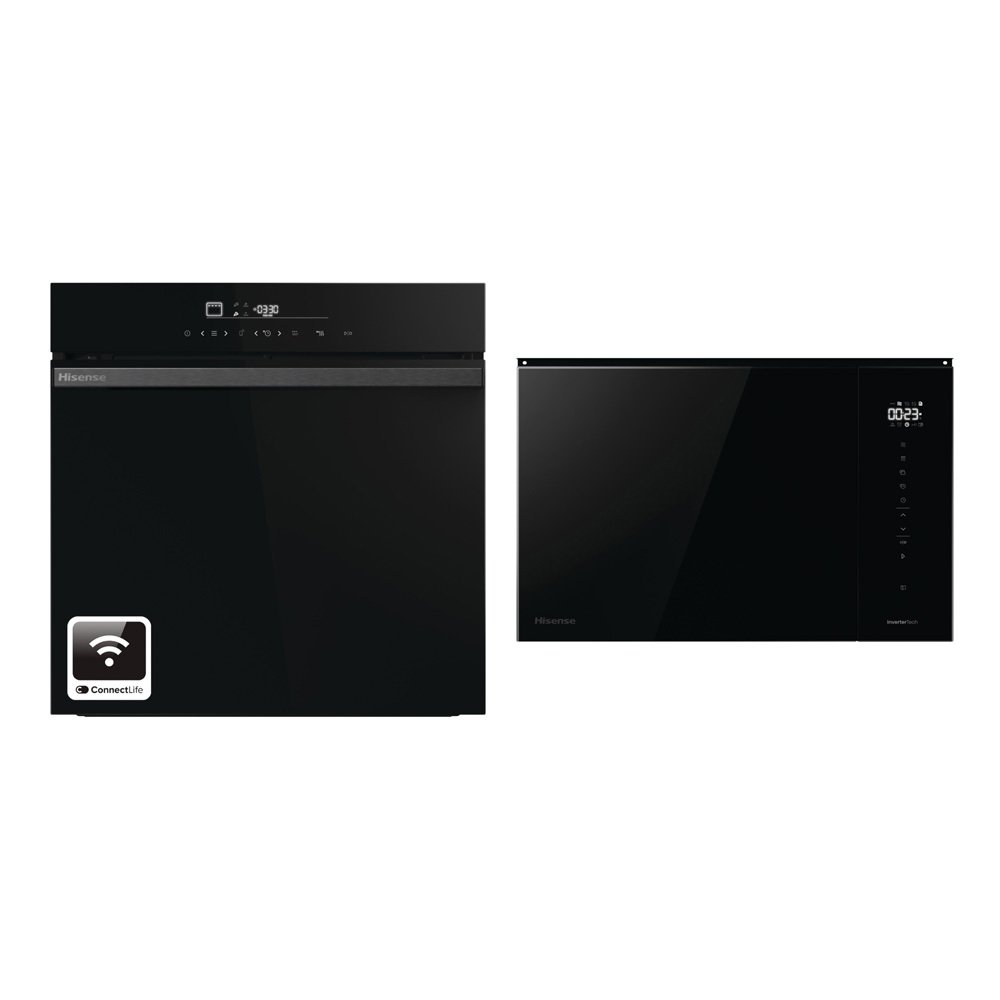 Hisense Built-In Electric Single Oven and Built-In Microwave with Grill Pack, Black, A+ Rated