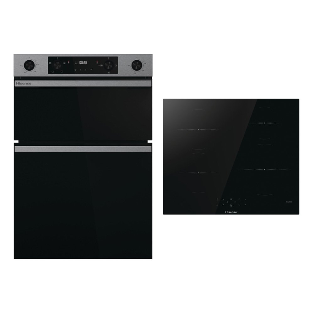 Hisense Built-In Electric Double Oven and 60cm Induction Hob Pack, Stainless Steel, A Rated