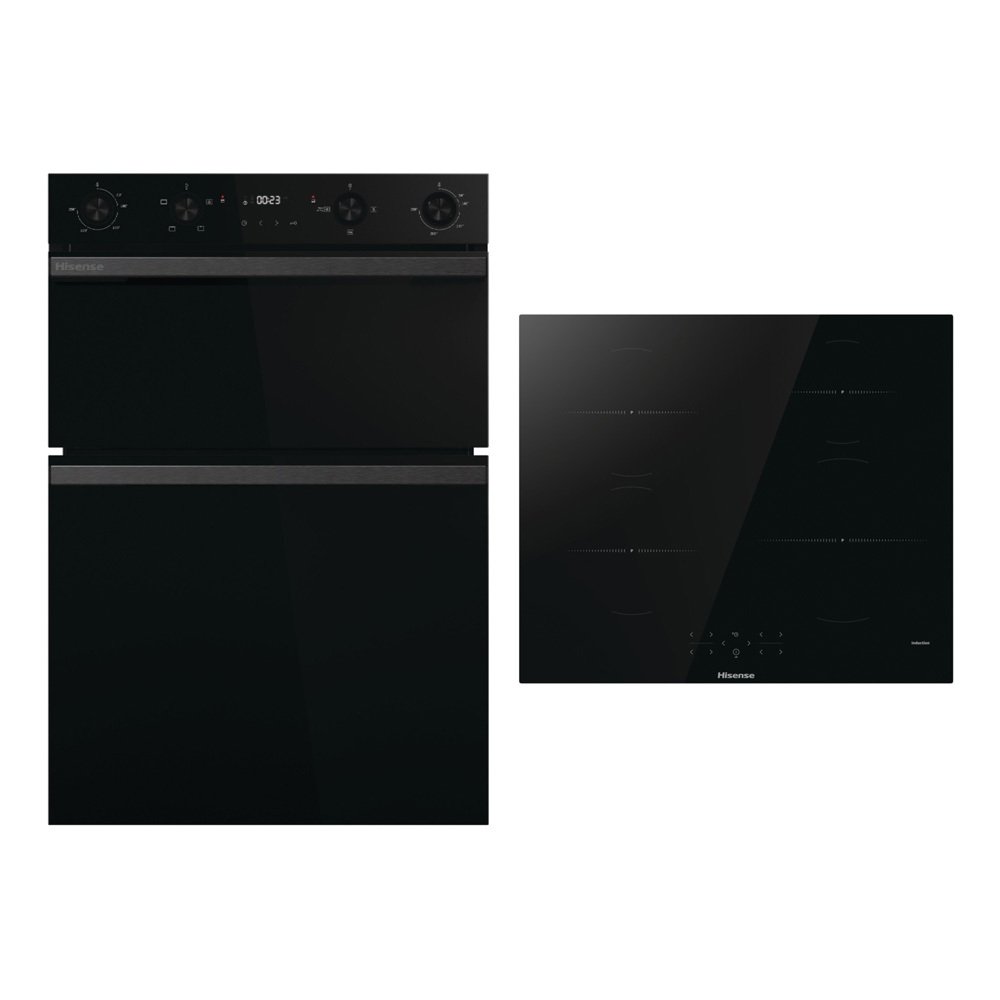 Hisense Built-In Electric Double Oven and 60cm Induction Hob Pack, Black, A Rated