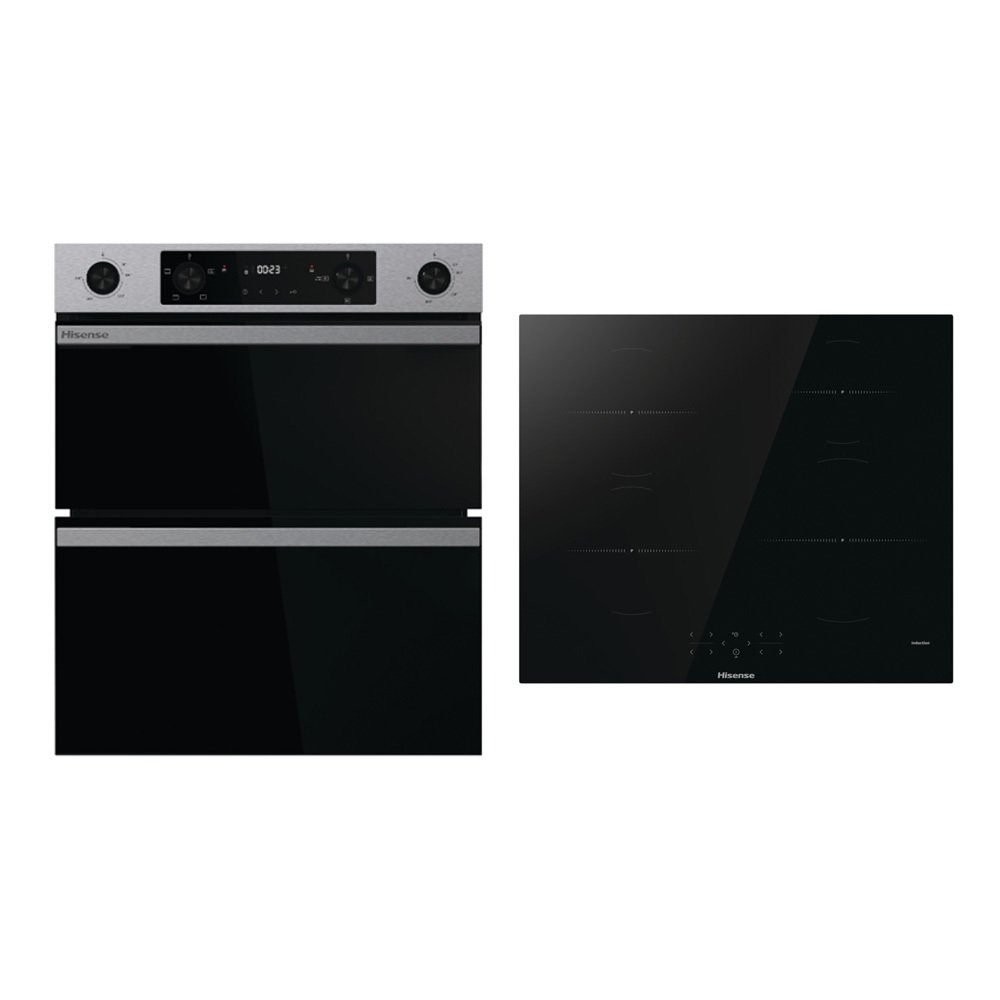 Hisense Built-Under Electric Double Oven and 60cm Induction Hob Pack, A Rated