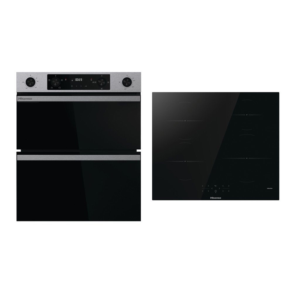 Hisense Built-Under Electric Double Oven and 60cm Induction Hob Pack, A Rated
