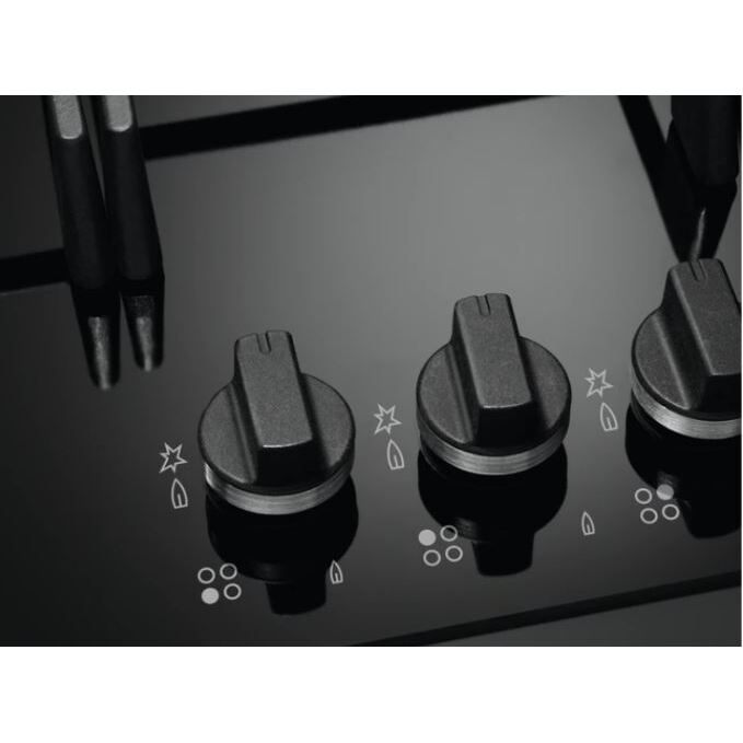 AEG HKB64450NB FlameLight 59cm 4 Burner Gas Hob, Black On Glass Marks
