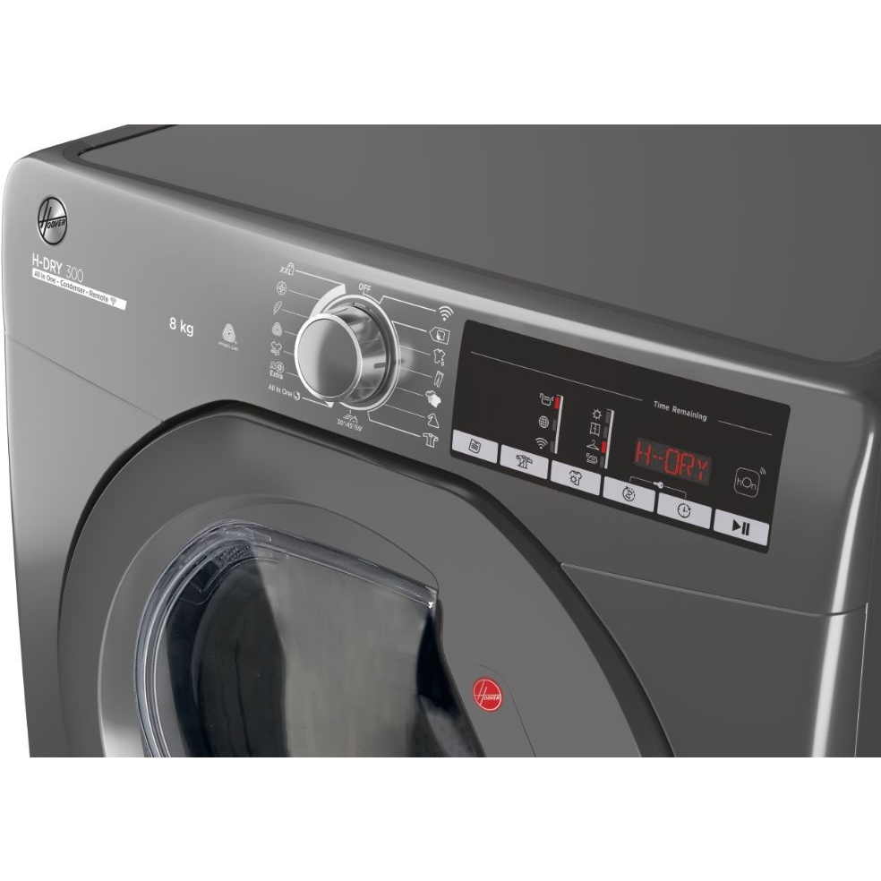 Hoover HLEC8TRGR Condenser Tumble Dryer, 8kg, Grey, B Rated Marks