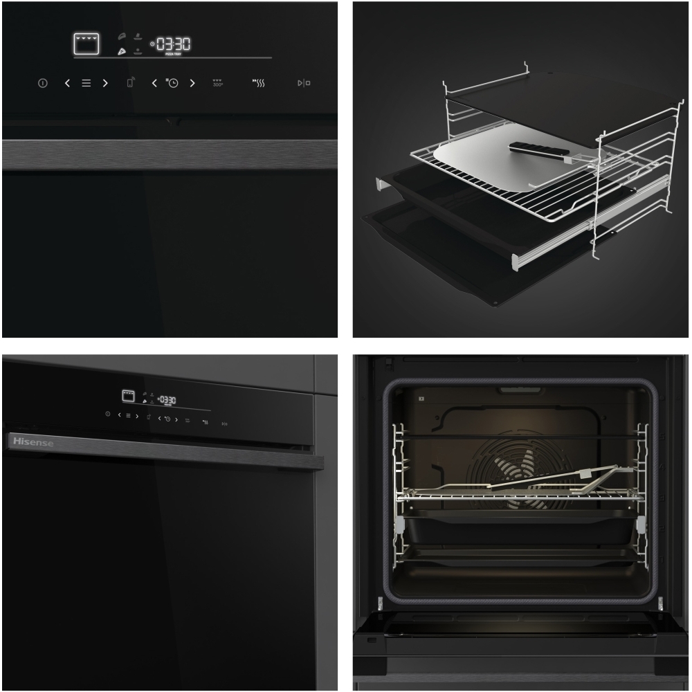 Hisense HO66FAPizzaChef Built-In Electric Single Oven with Pyrolytic Cleaning, Black, A+ Rated