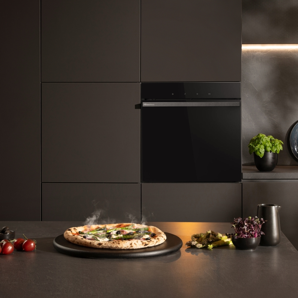 Hisense HO66FAPizzaChef Built-In Electric Single Oven with Pyrolytic Cleaning, Black, A+ Rated