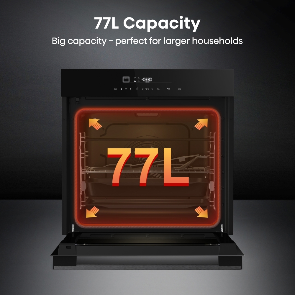 Hisense HO66FAPizzaChef Built-In Electric Single Oven with Pyrolytic Cleaning, Black, A+ Rated