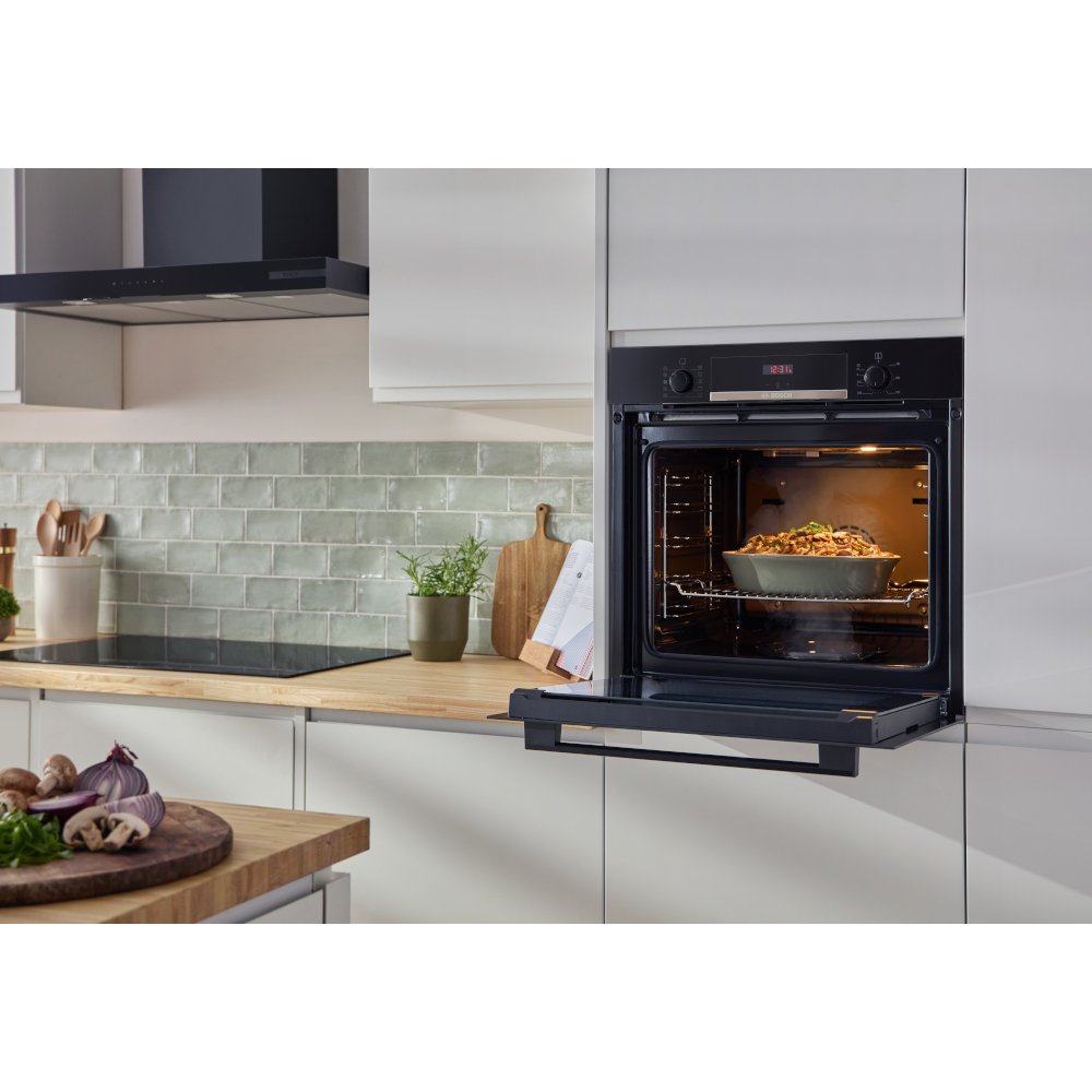 Bosch HQA534BB3B Series 4 Built-In Electric Single Oven, Black, A+ Rated