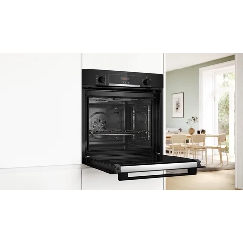 Bosch HQA574BB3B Series 4 Built-In Electric Single Oven with Pyrolytic Cleaning, Black, A+ Rated