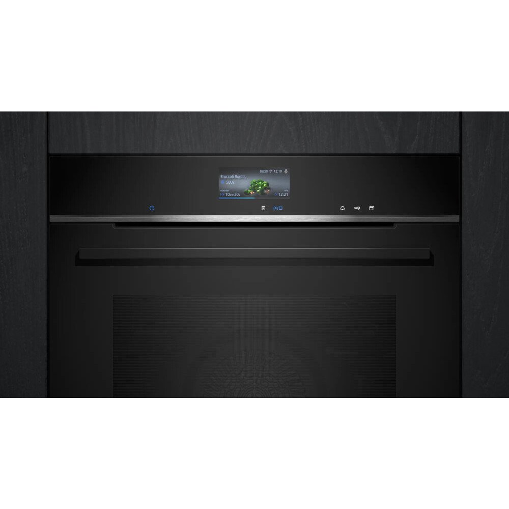 Siemens HR776G1B1B iQ700 Built-In Electric Single Oven with Pyrolytic Cleaning, Black, A+ Rated
