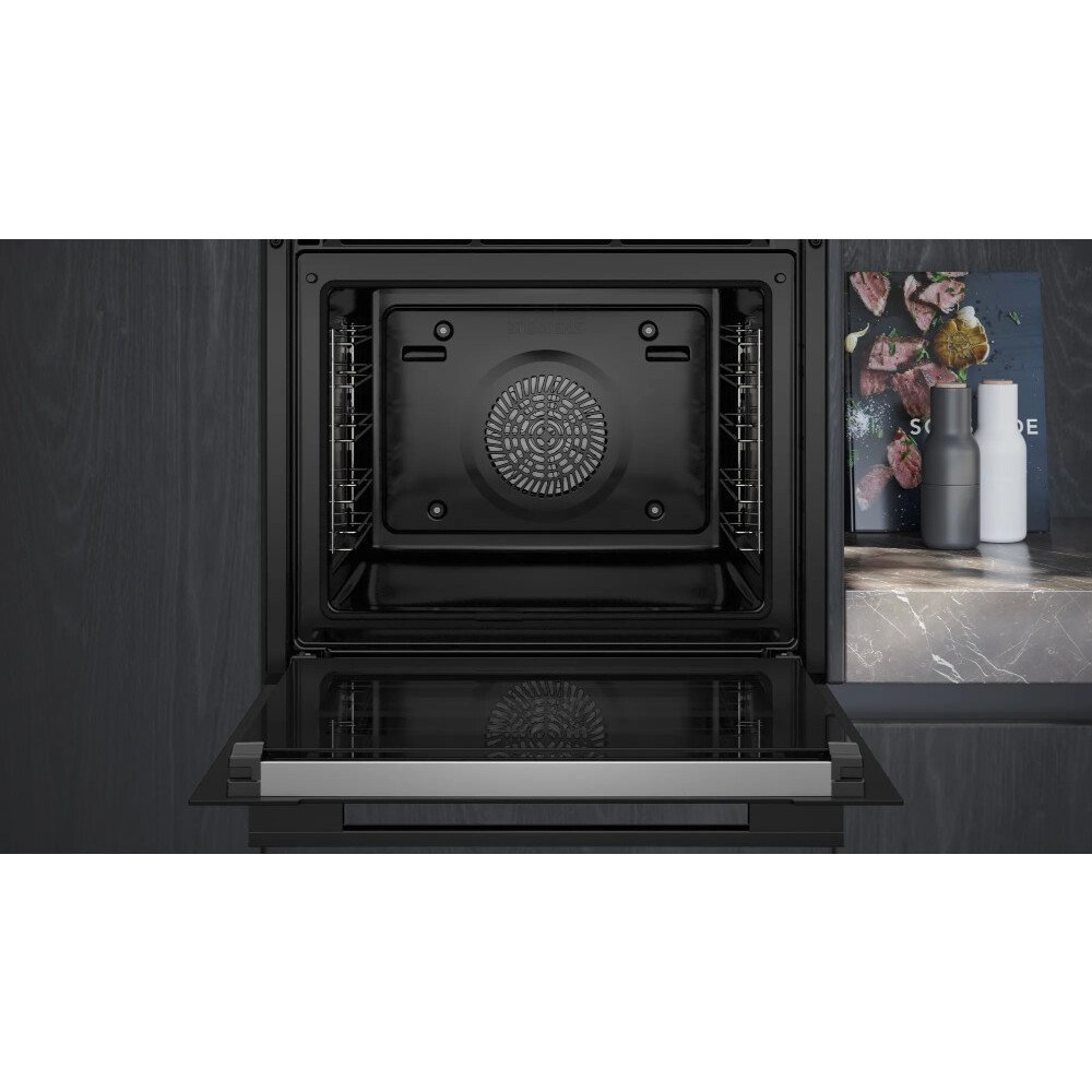 Siemens HR776G1B1B iQ700 Built-In Electric Single Oven with Pyrolytic Cleaning, Black, A+ Rated