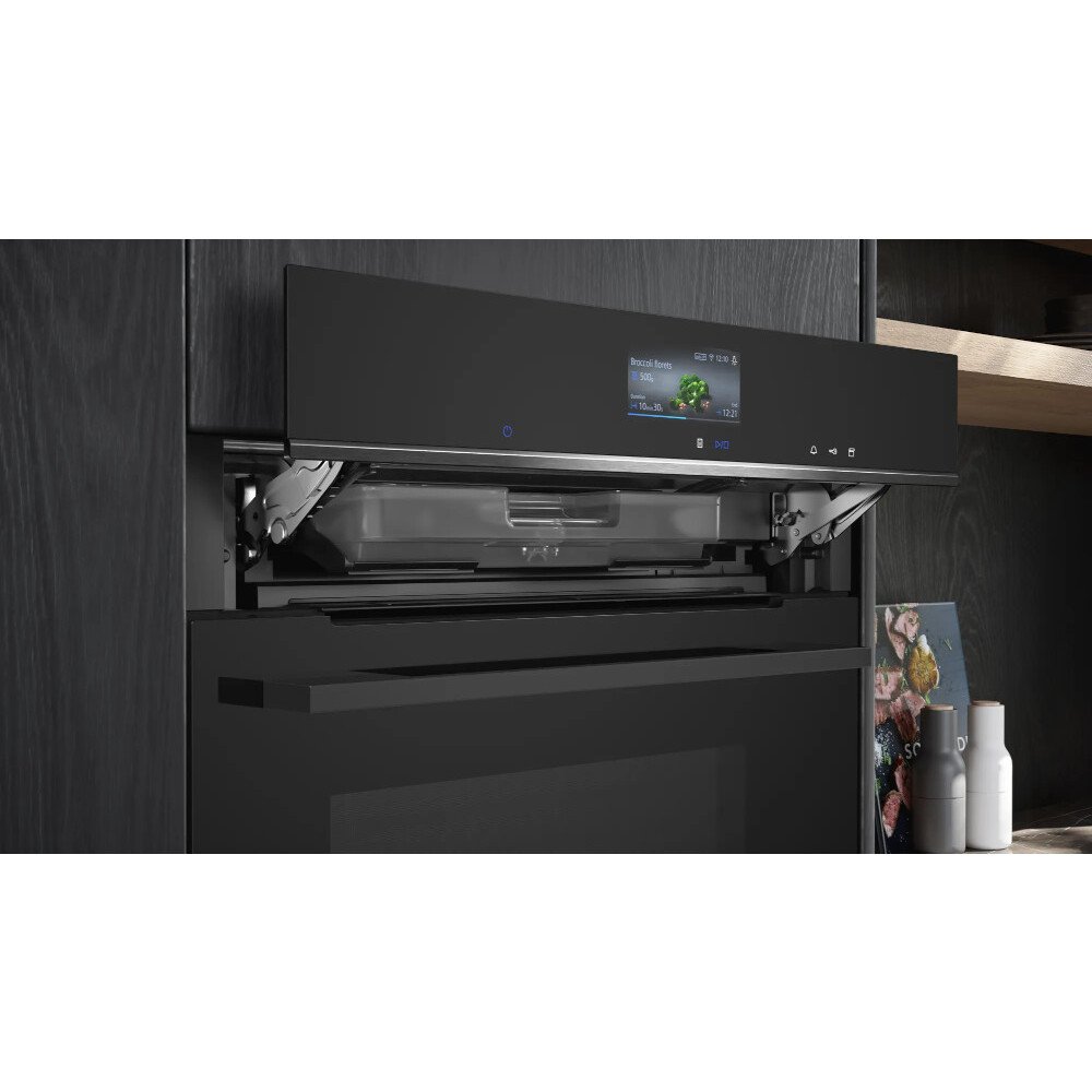 Siemens HR776G1B1B iQ700 Built-In Electric Single Oven with Pyrolytic Cleaning, Black, A+ Rated