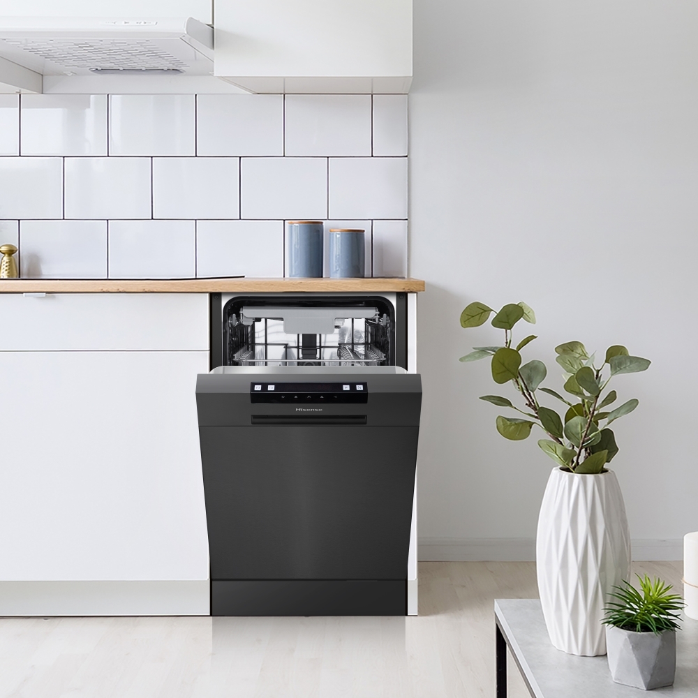 Hisense HS523E15BUK Slimline Dishwasher, 10 Place Settings, Black, E Rated