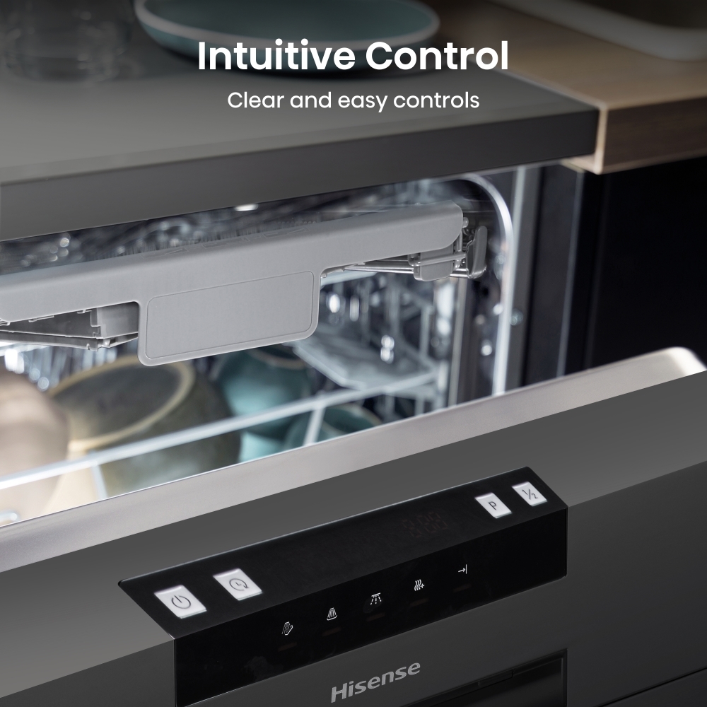 Hisense HS523E15BUK Slimline Dishwasher, 10 Place Settings, Black, E Rated