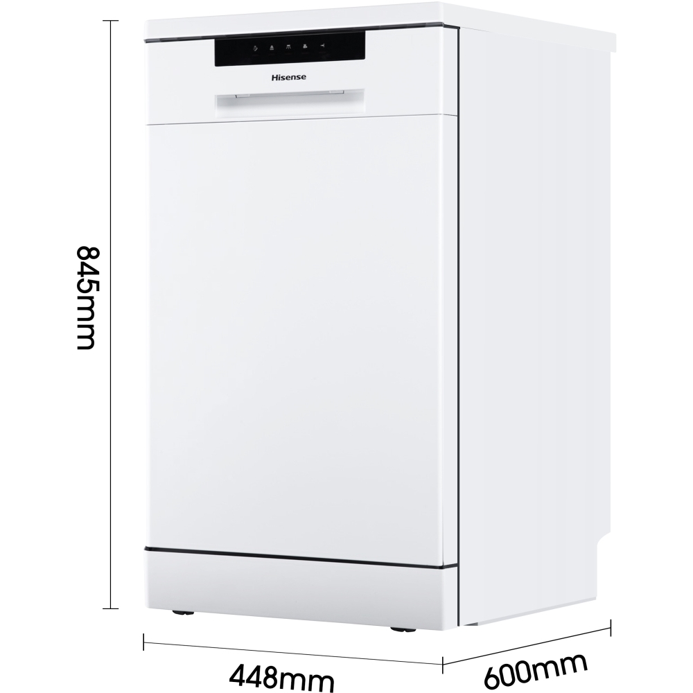 Hisense HS523E15WUK Slimline Dishwasher, 10 Place Settings, White, E Rated