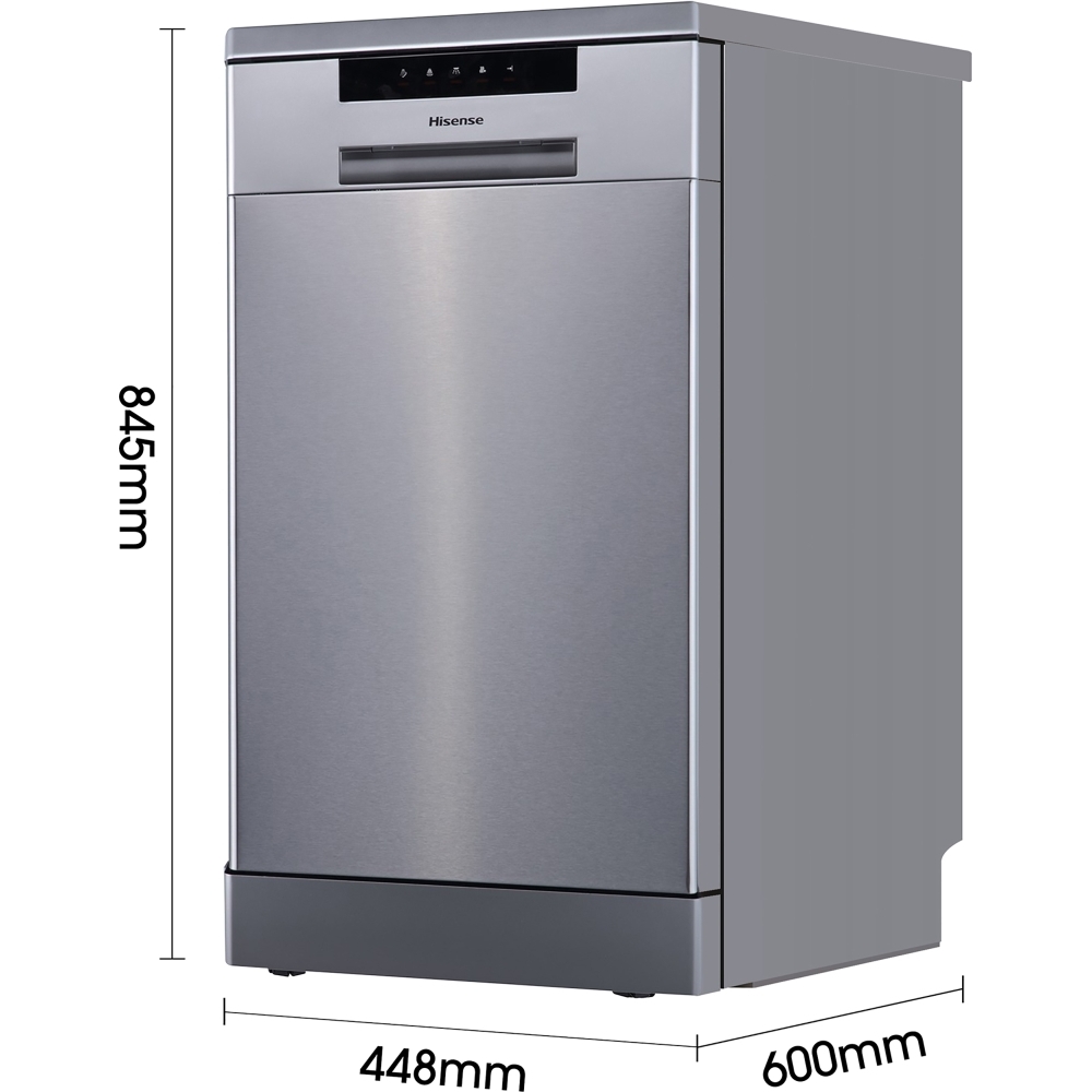 Hisense HS523E15XUK Slimline Dishwasher, 10 Place Settings, Stainless Steel, E Rated