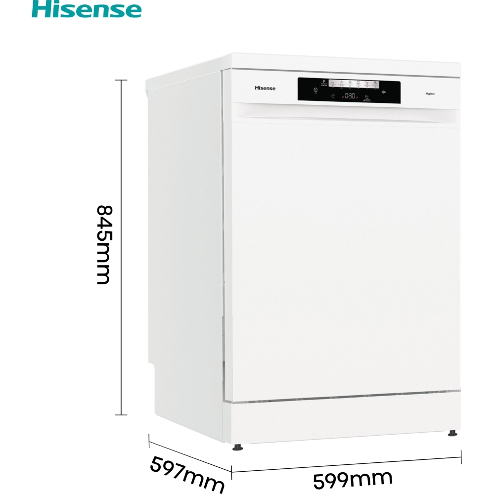 Hisense HS642D90WUK Dishwasher, 14 Place Settings, White, D Rated
