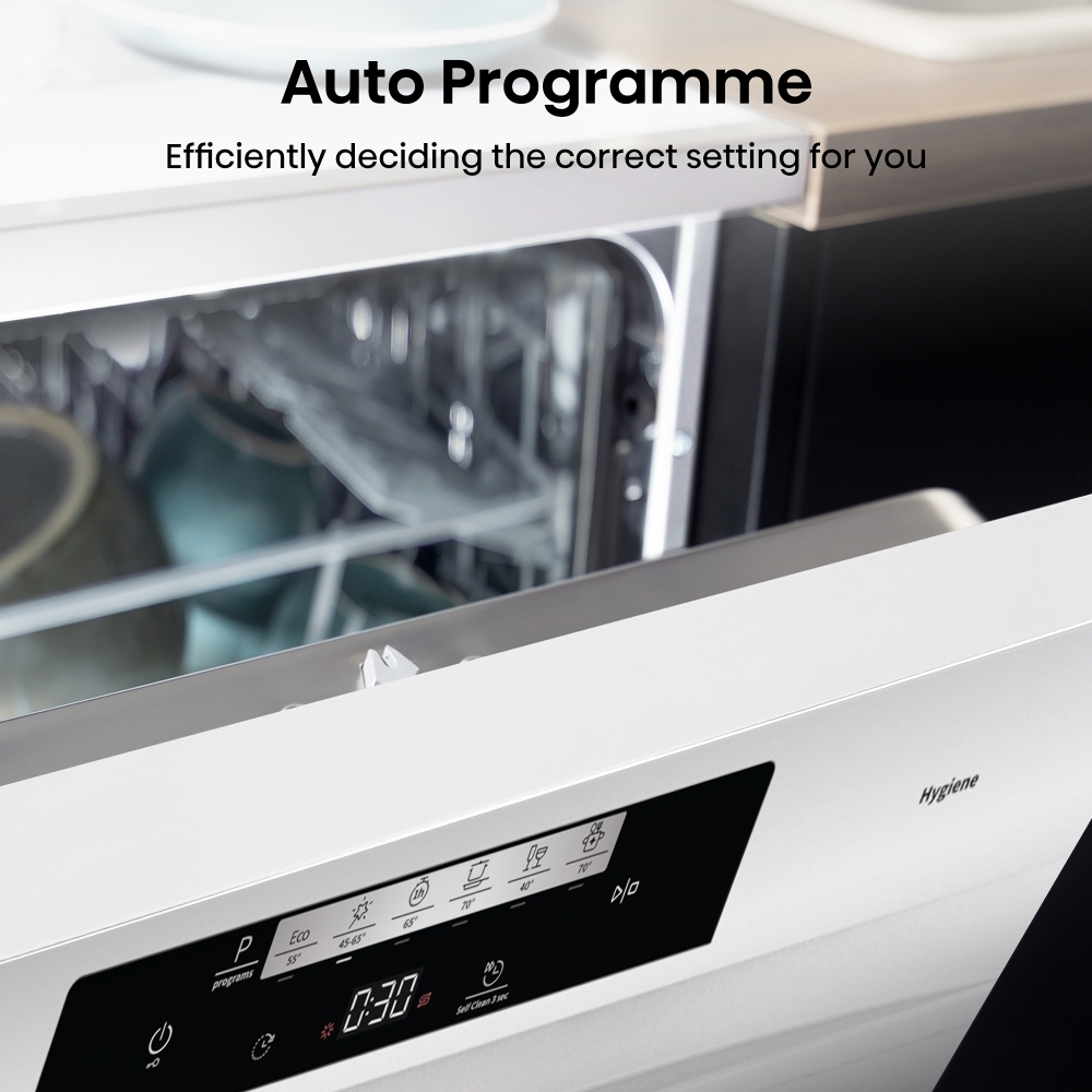 Hisense HS642D90WUK Dishwasher, 14 Place Settings, White, D Rated