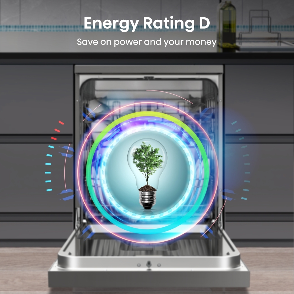 Hisense HS642D90XUK Dishwasher, 14 Place Settings, Stainless Steel, D Rated