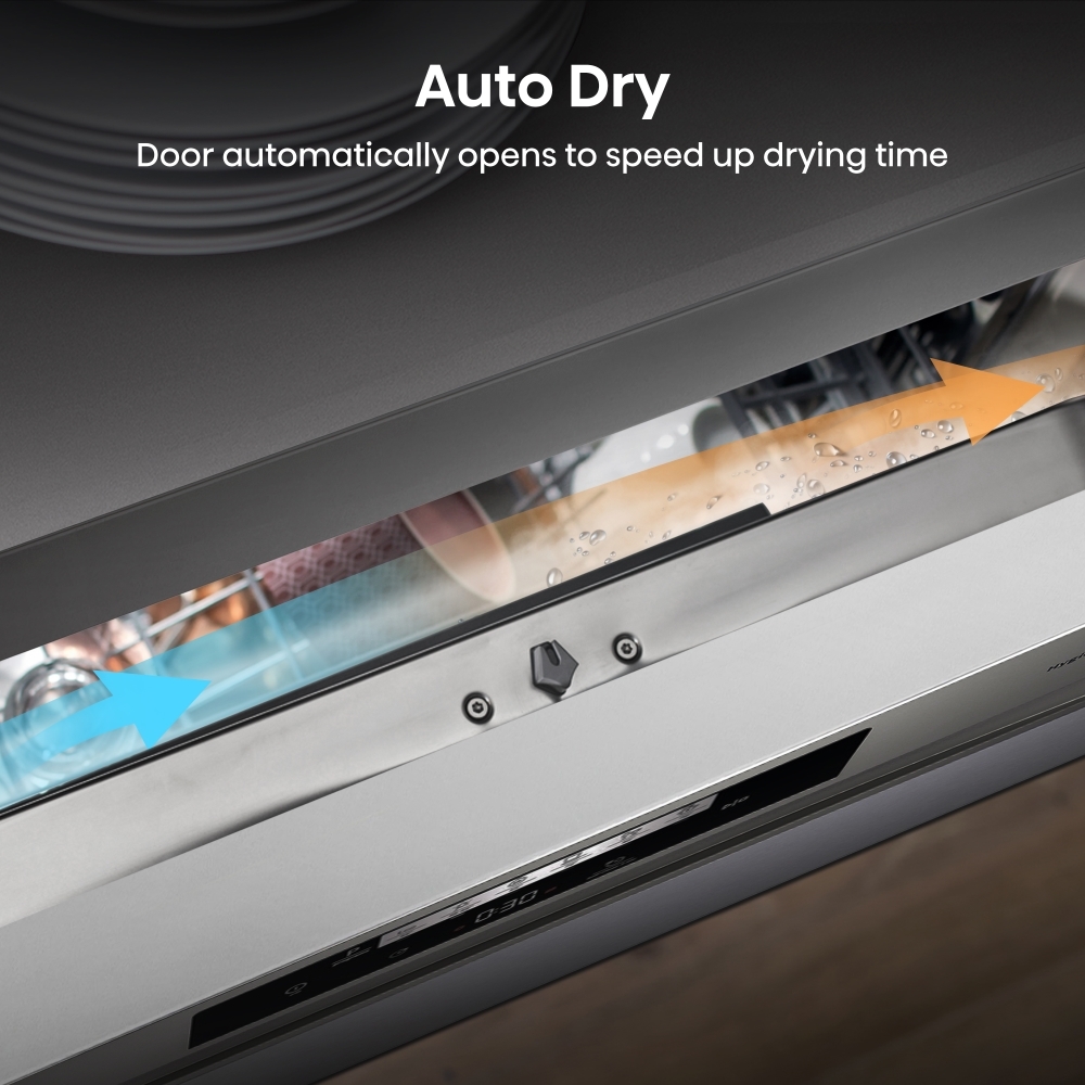 Hisense HS642D90XUK Dishwasher, 14 Place Settings, Stainless Steel, D Rated