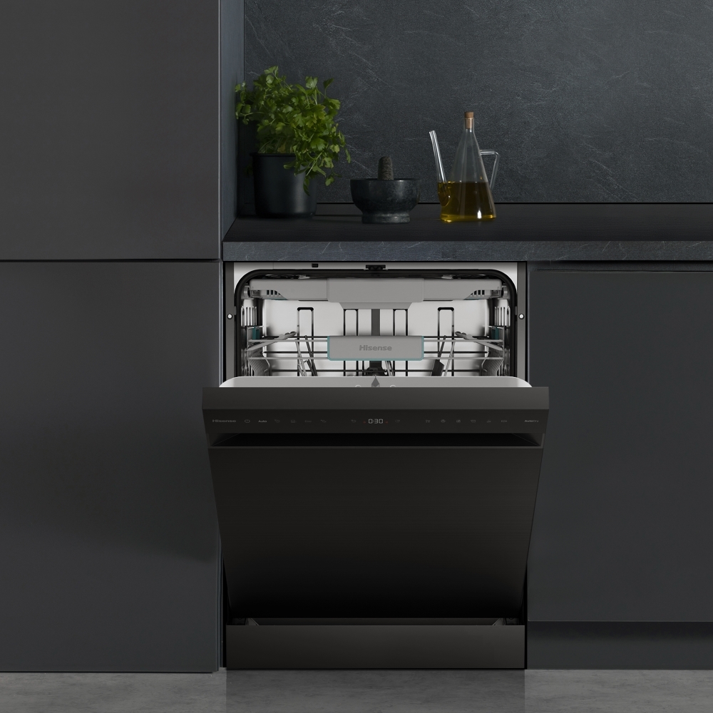 Hisense HS663A90BXUK Dishwasher, 16 Place Settings, Black, A Rated