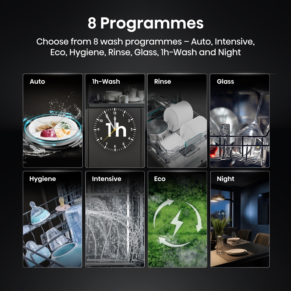 Hisense HS663A90BXUK Dishwasher, 16 Place Settings, Black, A Rated