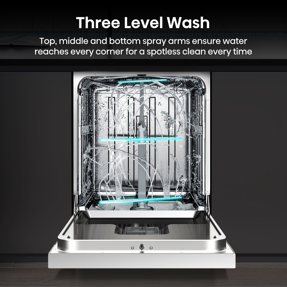 Hisense HS663A90WUK Dishwasher, 16 Place Settings, White, A Rated