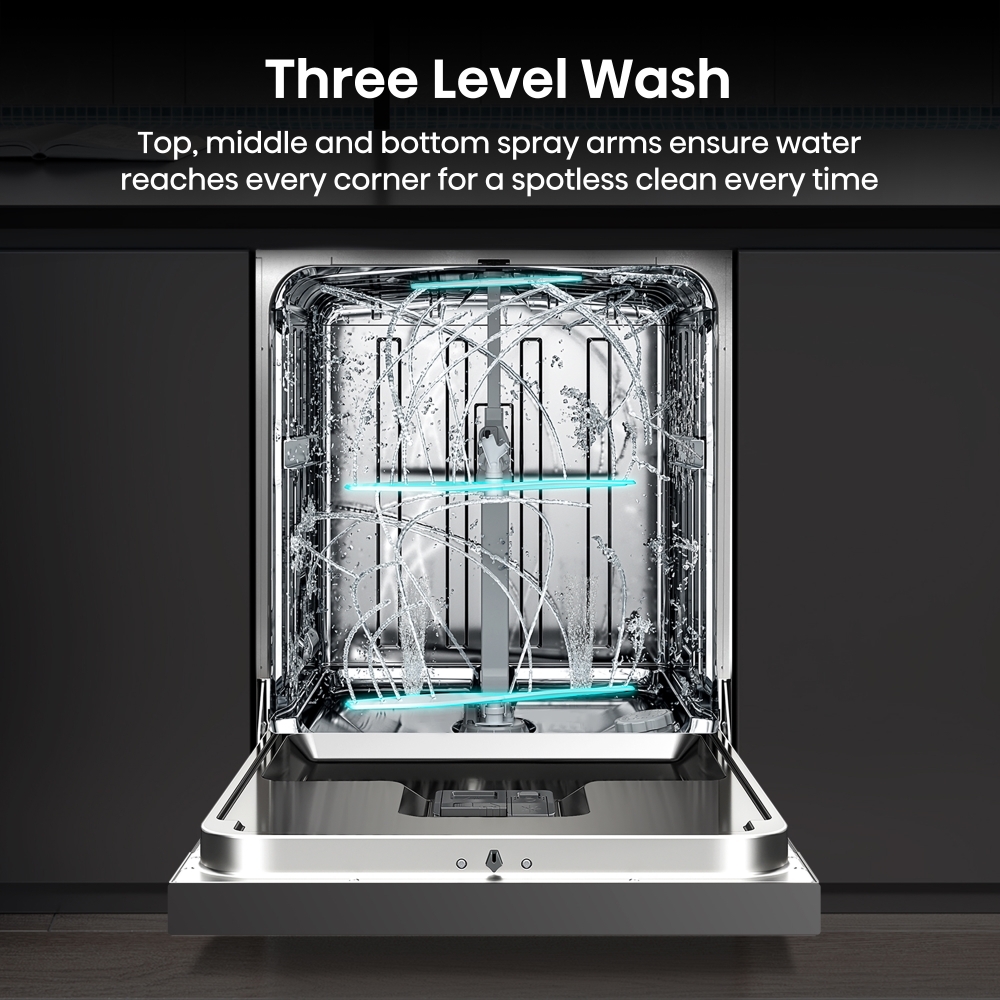 Hisense HS663A90XUK Dishwasher, 16 Place Settings, Stainless Steel, A Rated