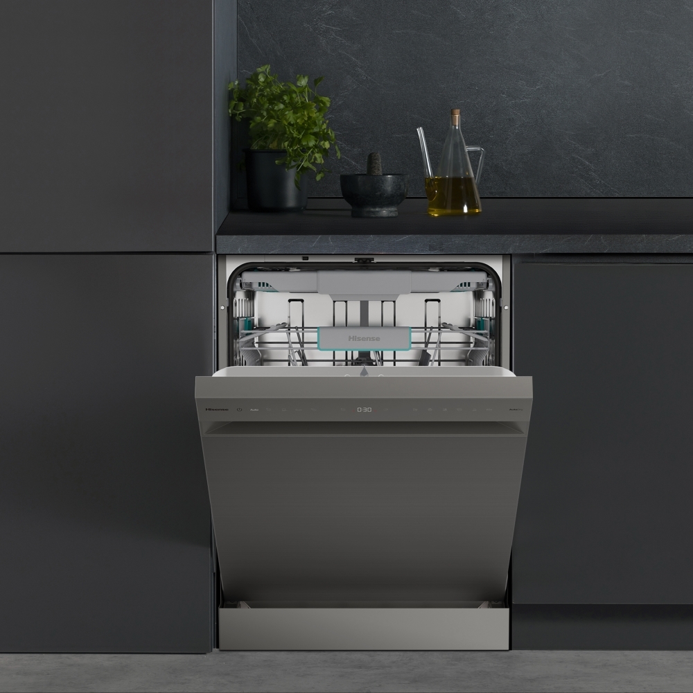 Hisense HS663A90XUK Dishwasher, 16 Place Settings, Stainless Steel, A Rated