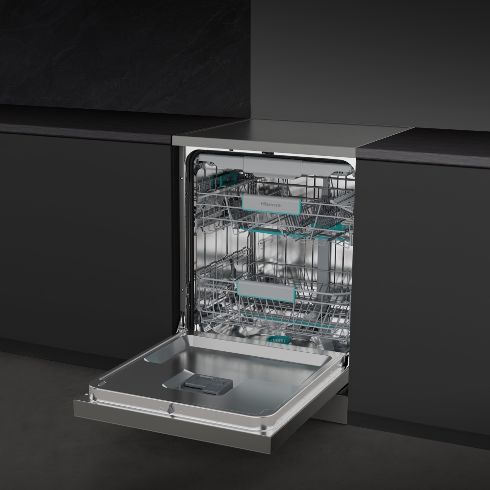 Hisense HS663A90XUK Dishwasher, 16 Place Settings, Stainless Steel, A Rated