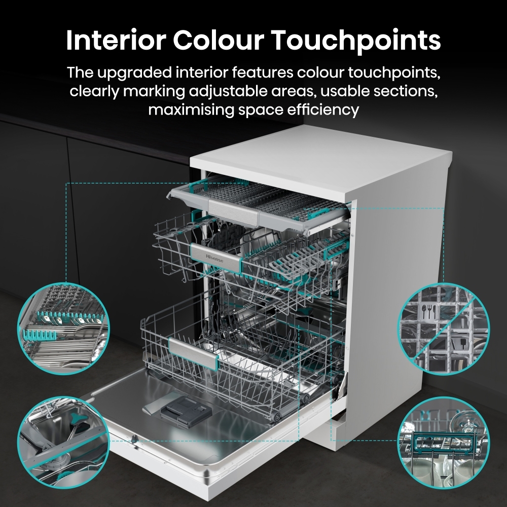 Hisense HS673A90WUK Dishwasher, 16 Place Settings, White, A Rated