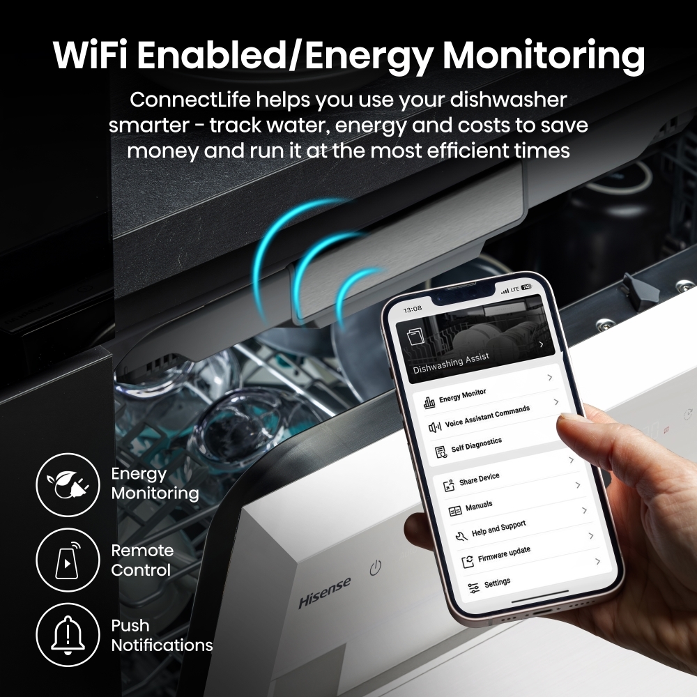 Hisense HS673A90WUK Dishwasher, 16 Place Settings, White, A Rated