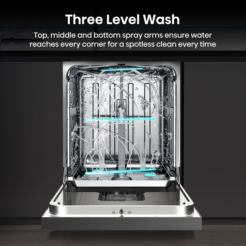 Hisense HS673A90XUK Dishwasher, 16 Place Settings, Stainless Steel, A Rated