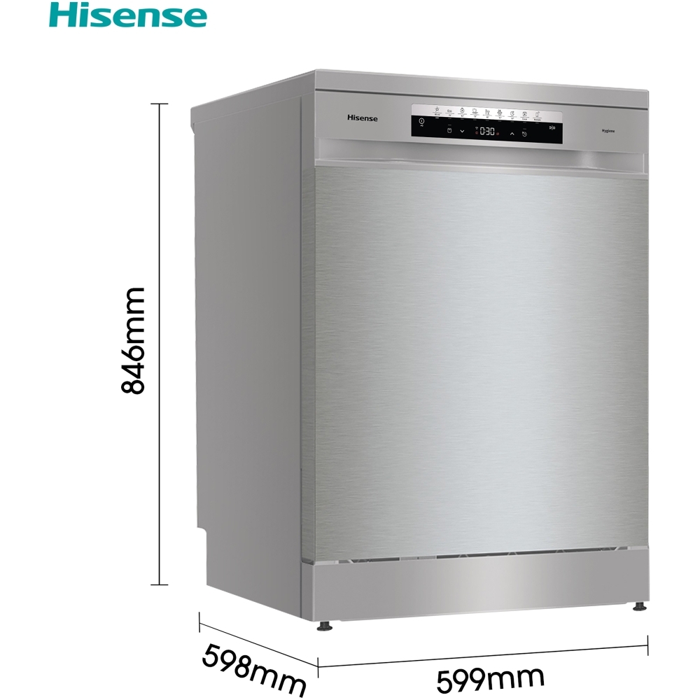 Hisense HS673C60XUK Dishwasher, 16 Place Settings, Stainless Steel, C Rated
