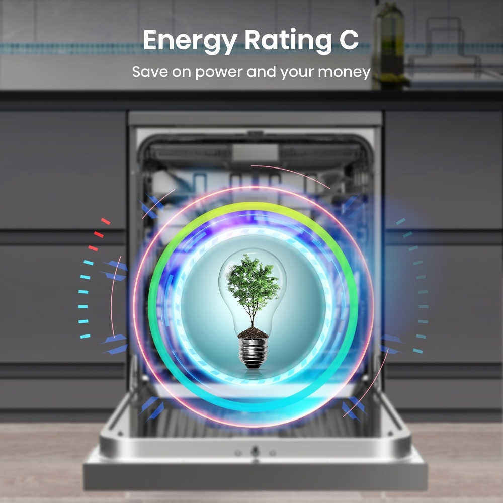 Hisense HS673C60XUK Dishwasher, 16 Place Settings, Stainless Steel, C Rated