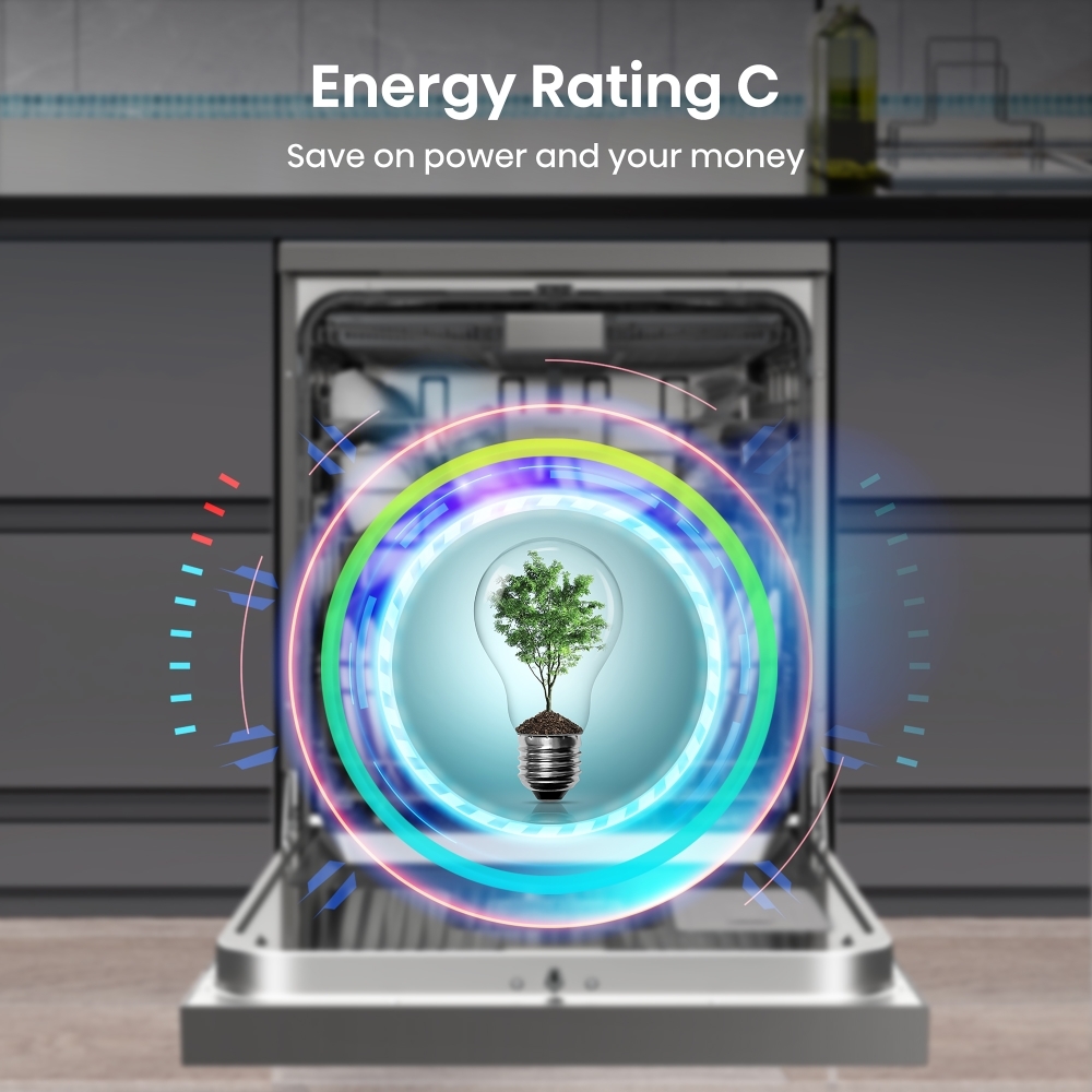 Hisense HS693C60XADUK Dishwasher, 16 Place Settings, Stainless Steel, C Rated