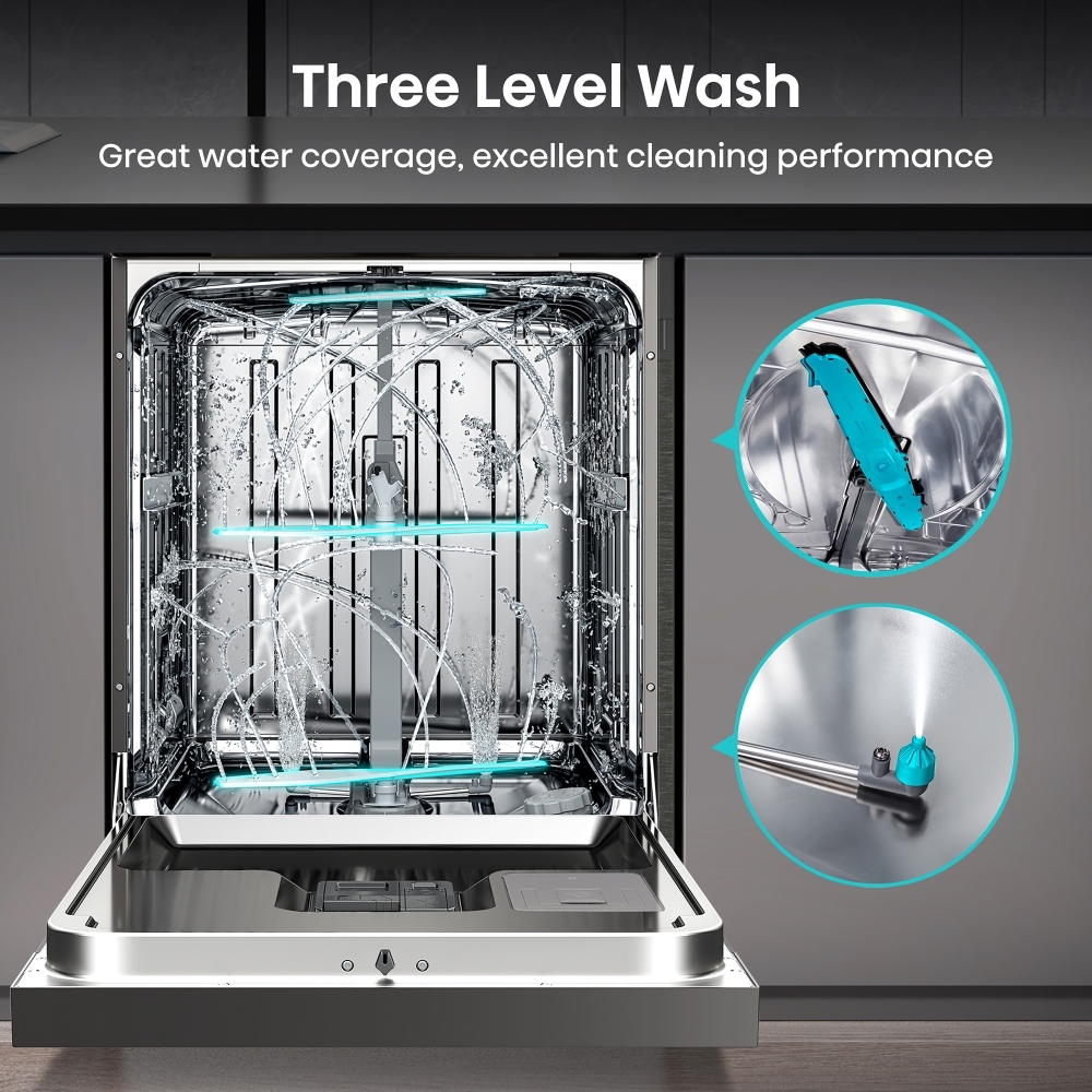 Hisense HS693C60XADUK Dishwasher, 16 Place Settings, Stainless Steel, C Rated