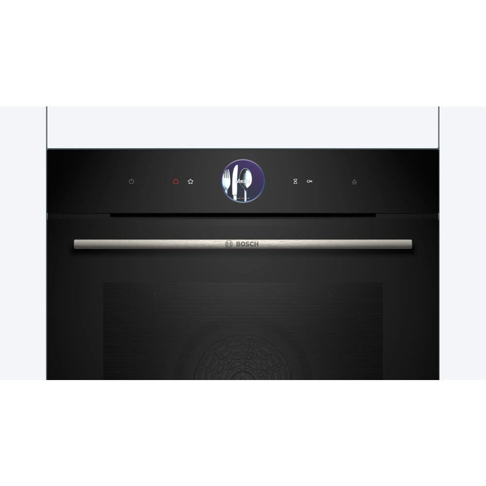 Bosch HSG7364B1B Series 8 Built-In Electric Single Oven with Steam Function, Black, A+ Rated