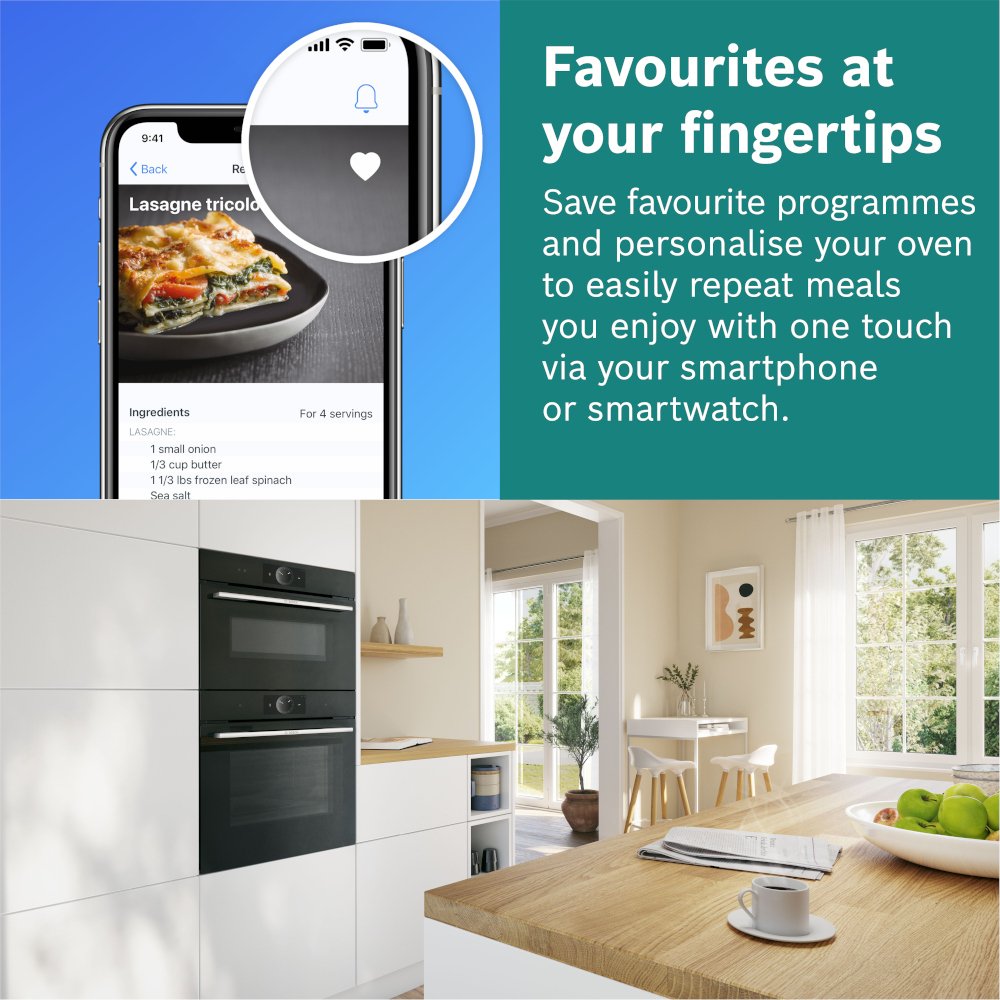 Bosch HSG7584B1 Series 8 Built-In Electric Single Oven with Steam Function, Black, A+ Rated