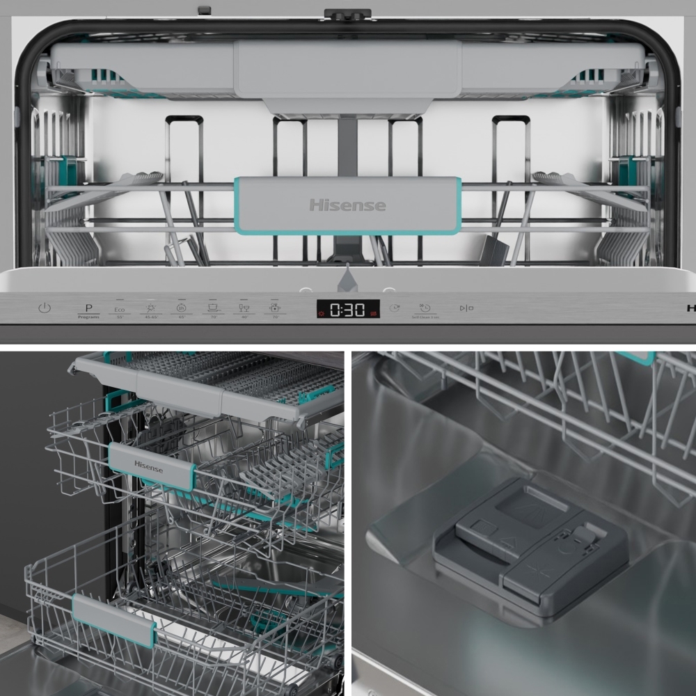 Hisense HV16CUK Fully Integrated Dishwasher, 16 Place Settings, C Rated