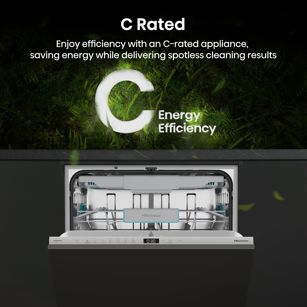 Hisense HV16CUK Fully Integrated Dishwasher, 16 Place Settings, C Rated